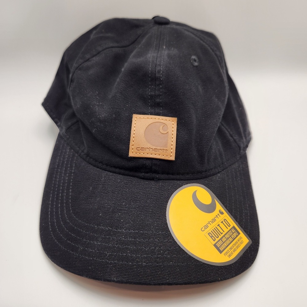 Carhartt Hat Cap Strap Back Mens One Size Black Canvas Baseball Workwear Logo